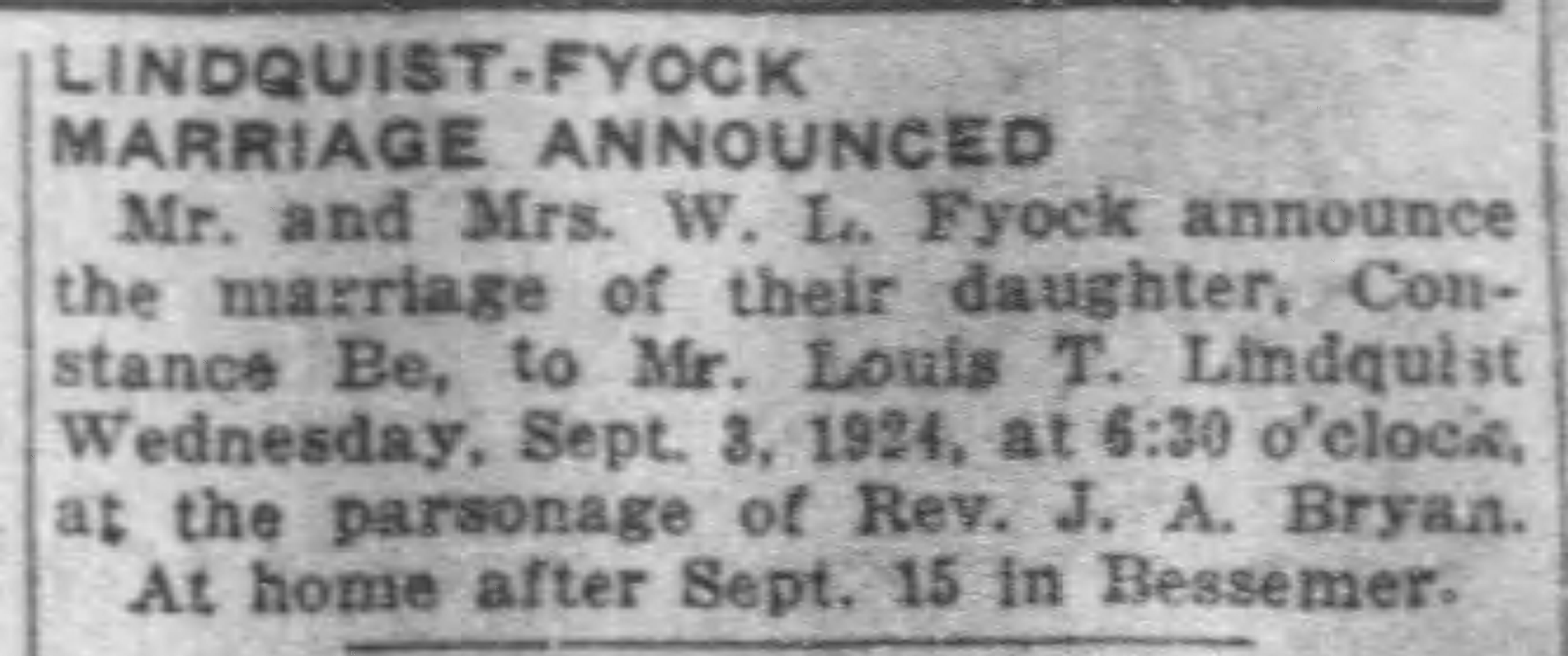 Lindquist-Fyock Wedding Announced